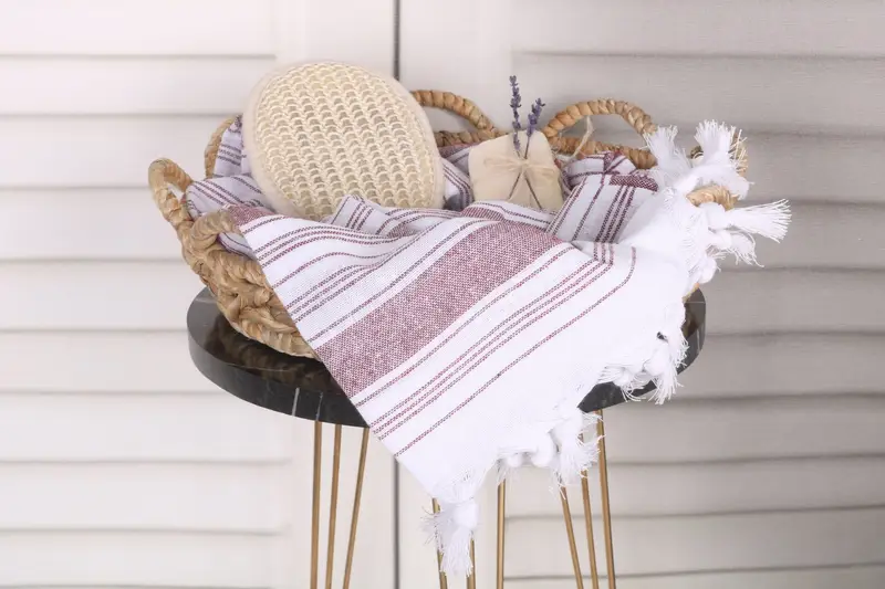 Peshtemal, Turkish hand towel, Embroidered Turkish Towel, Personalized Bridesmaid Gift, Wedding Favors, 68x32 Cotton Striped Towel, Bulk Order Towel - 2