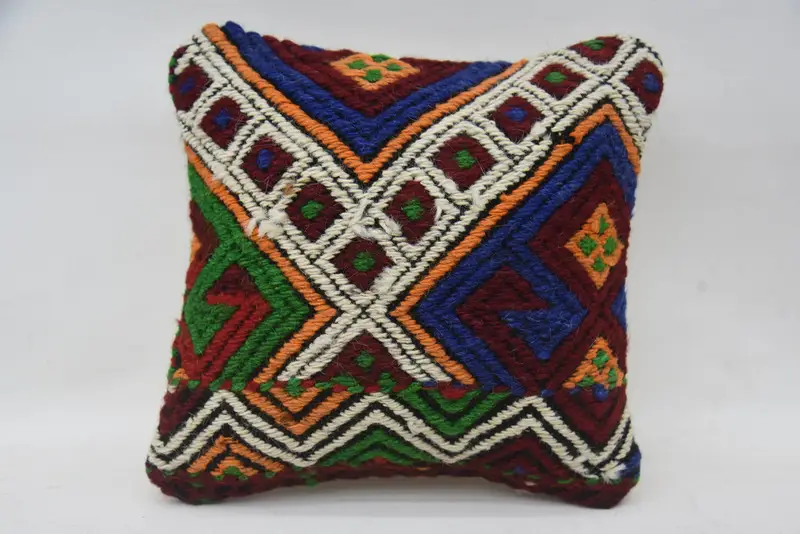 Patio Pillow Sham, Pillow for Sofa, Home Decor Pillow, Ethnical Kilim Rug Pillow, 12x12 Green Cushion Cover, Pillow Case - 1