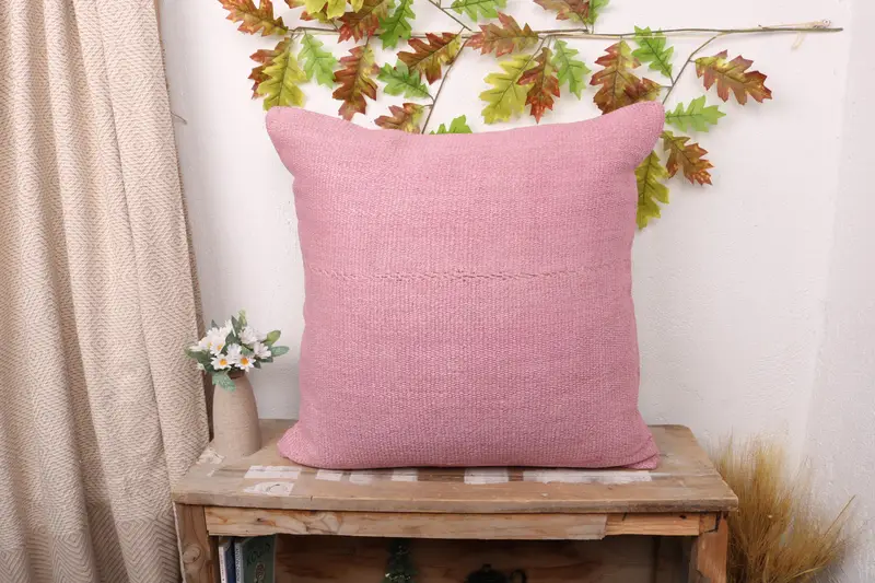 Handgefertigtes südwestliches besticktes Kissen, Vintage rosa Wurfkissen