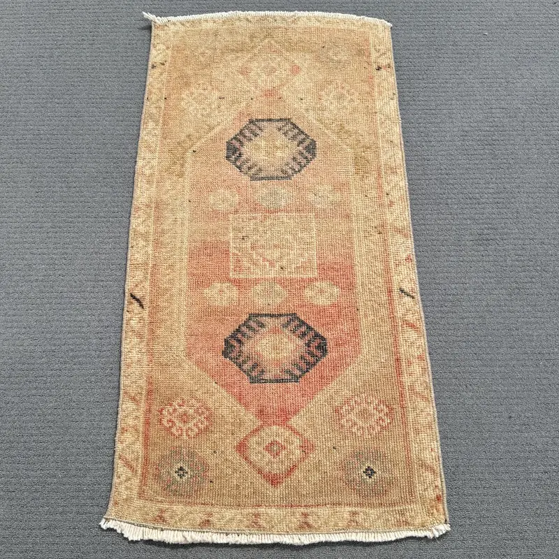 Red & Beige Rug, 0.1x3.4 ft Botanical Design