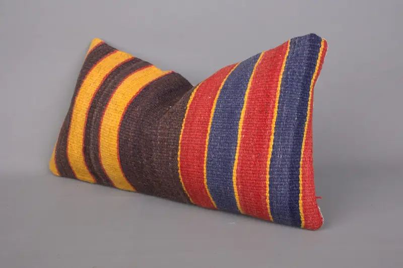 Cushion Case, Farmhouse Cushion Case, Kilim Cushion Sham, Interior Designer Pillow, Throw Kilim Pillow, 8x16 Brown Cushion Case - 3