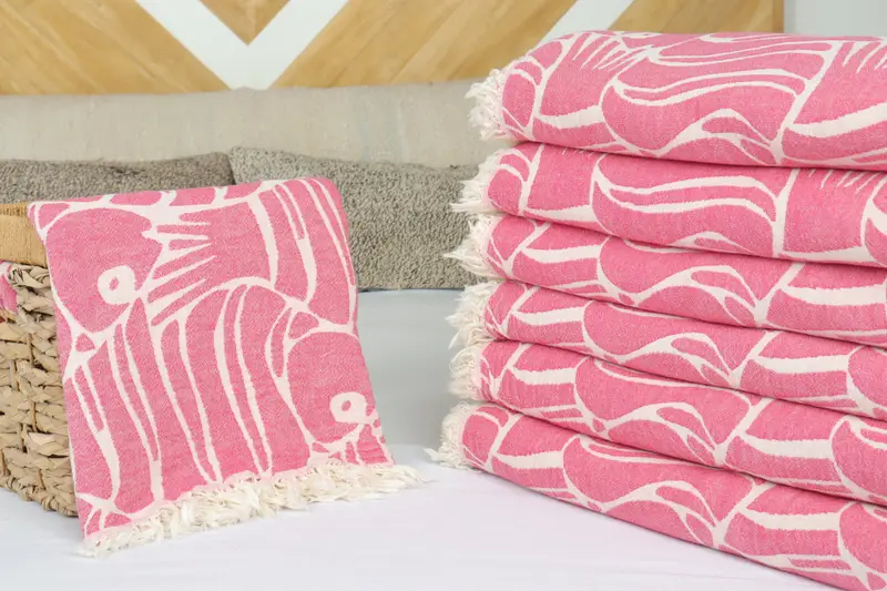 Bedspread, Turkish Cotton Blanket, Family Gift Basket, 70x60 Cotton Fish Design Towel, Bachelorette Party Favors, Beach Blanket, Monogram Blanket - 4