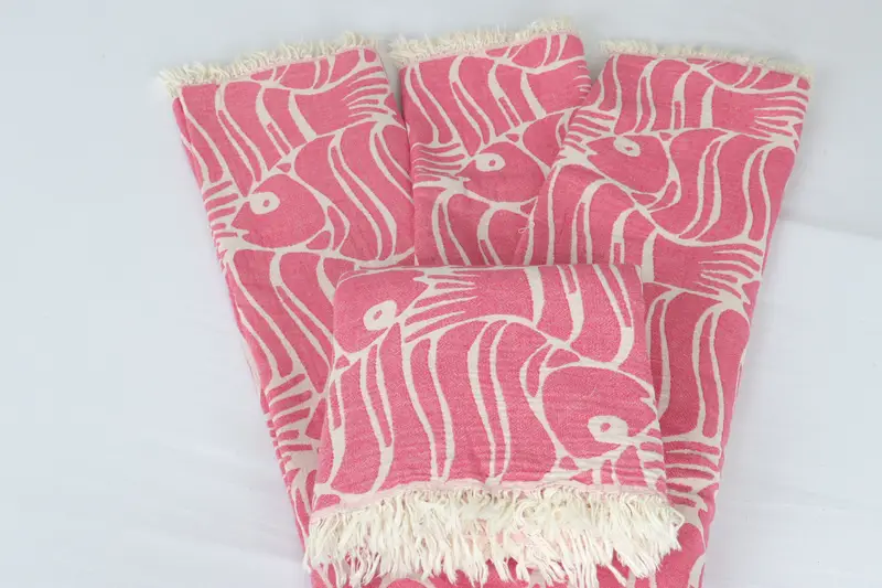 Bedspread, Turkish Cotton Blanket, Family Gift Basket, 70x60 Cotton Fish Design Towel, Bachelorette Party Favors, Beach Blanket, Monogram Blanket - 5