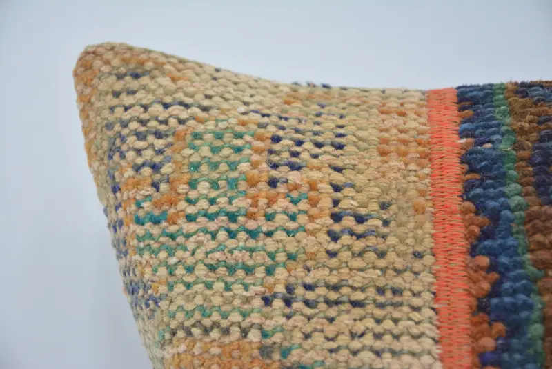 Home Decor Pillow, Pillow Cover, Crochet Pattern Pillow Cover, Armchair Pillow Case, Kilim Pillow, 16x16 Blue Cushion Case, Vintage Kilim Pillow - 2