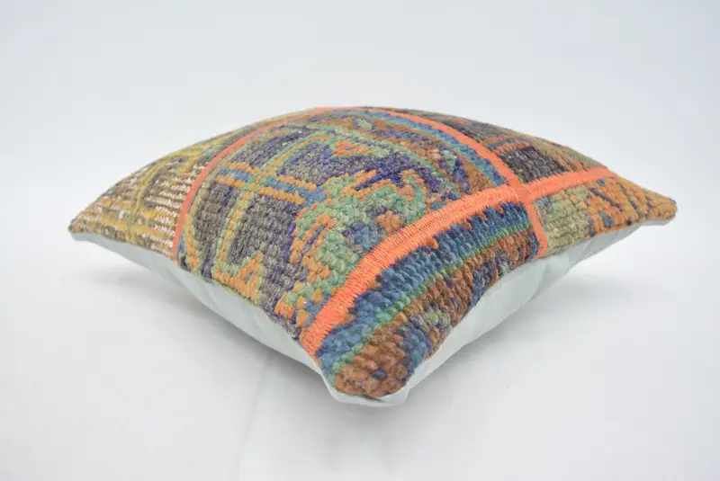 Home Decor Pillow, Pillow Cover, Crochet Pattern Pillow Cover, Armchair Pillow Case, Kilim Pillow, 16x16 Blue Cushion Case, Vintage Kilim Pillow - 6