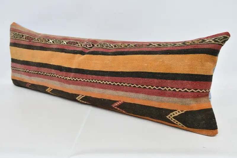 Vintage Kilim Pillow, Armchair Pillow, Turkish Kilim Pillow, Pillow for Couch, Cushion, 16x48 Red Cushion Cover, Ottoman Pillow Case - 4