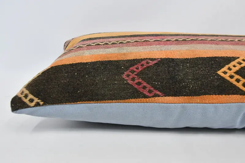 Vintage Kilim Pillow, Armchair Pillow, Turkish Kilim Pillow, Pillow for Couch, Cushion, 16x48 Red Cushion Cover, Ottoman Pillow Case - 6