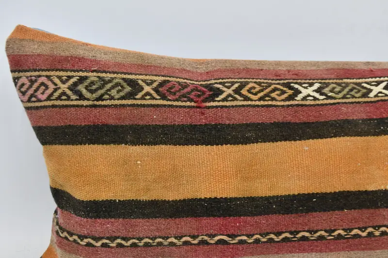 Vintage Kilim Pillow, Armchair Pillow, Turkish Kilim Pillow, Pillow for Couch, Cushion, 16x48 Red Cushion Cover, Ottoman Pillow Case - 2