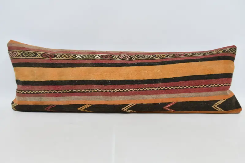 Vintage Kilim Pillow, Armchair Pillow, Turkish Kilim Pillow, Pillow for Couch, Cushion, 16x48 Red Cushion Cover, Ottoman Pillow Case - 1