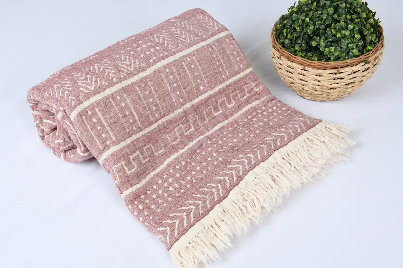 Bachelorette Party Gifts, Housewarming Gift, Boho Throw Blankets, 92x80 Cotton Ethnic Design Towel, Custom Blanket, Turkish Bedcover - 3