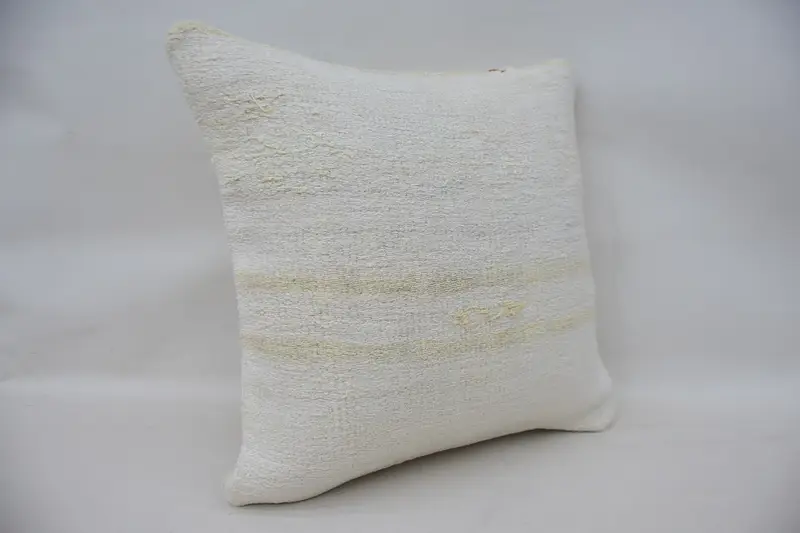16x16 White Pillow Cover, Handmade Kilim Cushion, Kilim Rug Cushion Case, Pillow Case, Vintage Kilim Pillow, Pet Pillow Cover, Antique Pillows - 2