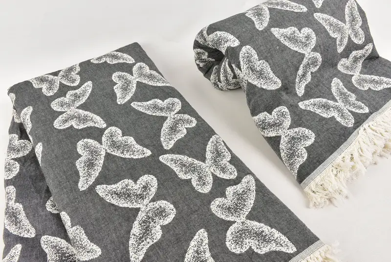 Boho -Wurfdecke, Wurfdecke Couch, Halloween -Geschenke, Hauswärmsgeschenk, übergroßes Strandtuch, 96x80 Baumwollschmetterling Mustertuch - 7