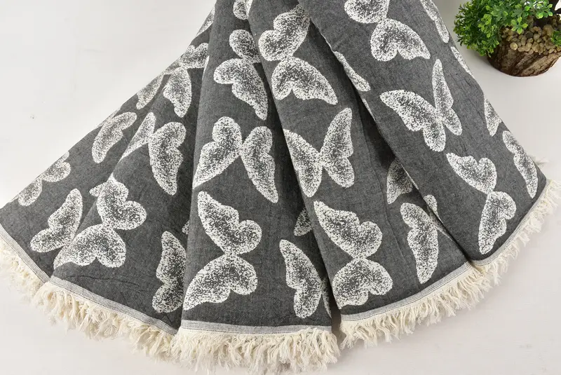 Boho -Wurfdecke, Wurfdecke Couch, Halloween -Geschenke, Hauswärmsgeschenk, übergroßes Strandtuch, 96x80 Baumwollschmetterling Mustertuch - 4