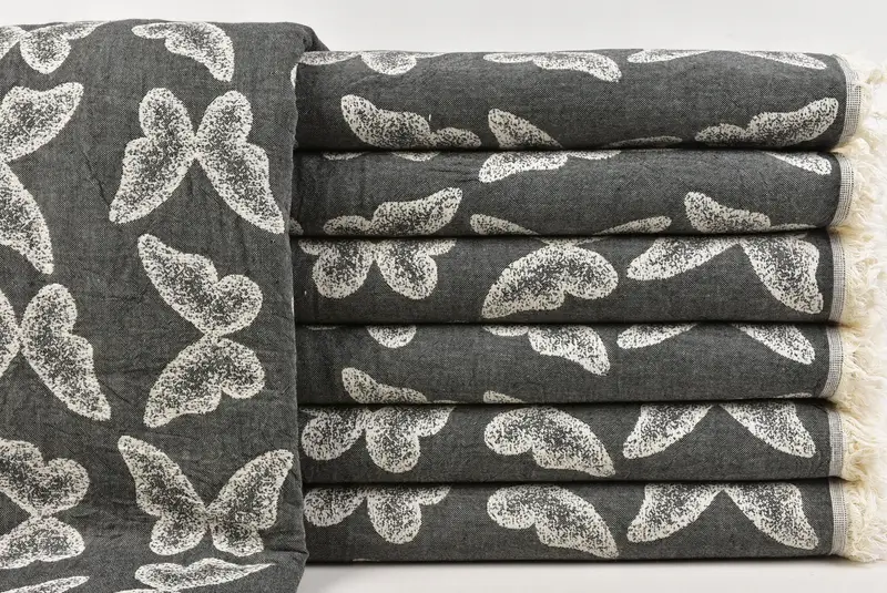 Boho -Wurfdecke, Wurfdecke Couch, Halloween -Geschenke, Hauswärmsgeschenk, übergroßes Strandtuch, 96x80 Baumwollschmetterling Mustertuch - 1