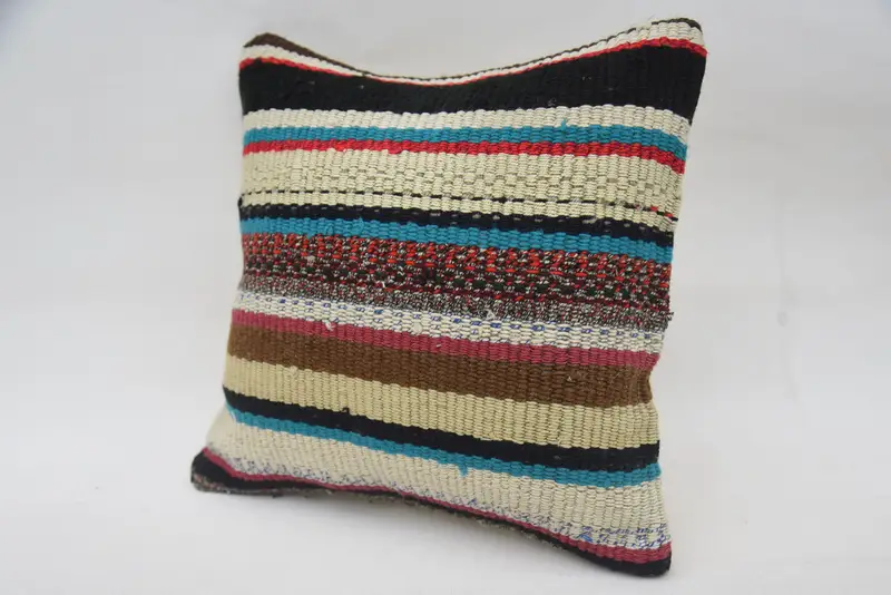 Outdoor Cushion, Pillow for Sofa, Pillow Cover, Turkish Kilim Pillow, 12x12 Beige Pillow Sham, Kilim Cushion Sham, Office Chair Pillow Case - 3