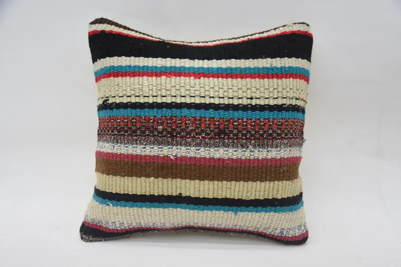 Outdoor Cushion, Pillow for Sofa, Pillow Cover, Turkish Kilim Pillow, 12x12 Beige Pillow Sham, Kilim Cushion Sham, Office Chair Pillow Case - 4