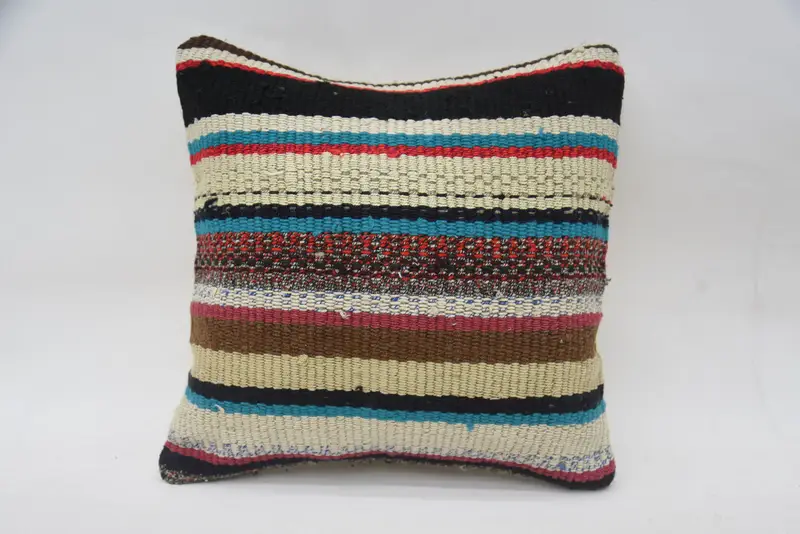 Outdoor Cushion, Pillow for Sofa, Pillow Cover, Turkish Kilim Pillow, 12x12 Beige Pillow Sham, Kilim Cushion Sham, Office Chair Pillow Case - 1