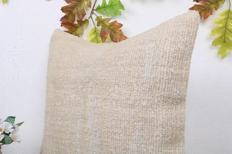Kilim Cushion Sham, Vintage Kilim Pillow, 18x18 Beige Cushion, Pillow Sham, Interior Designer Pillow, Custom Cushion, Pastel Cushion Case - 5