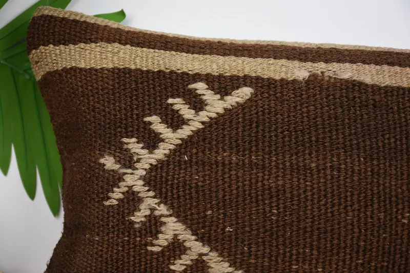 Ethnical Kilim Rug Pillow, Pillow, Pillow for Sofa, Retro Throw Pillow, Retro Pillow, 10x20 Brown Cushion Cover, Boho Pillow Sham Cover - 2