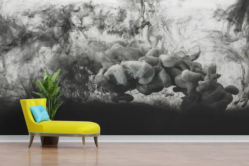 Elegante zeitgenössische bedruckte Tapete: Smoking Black & Grey Loft Design