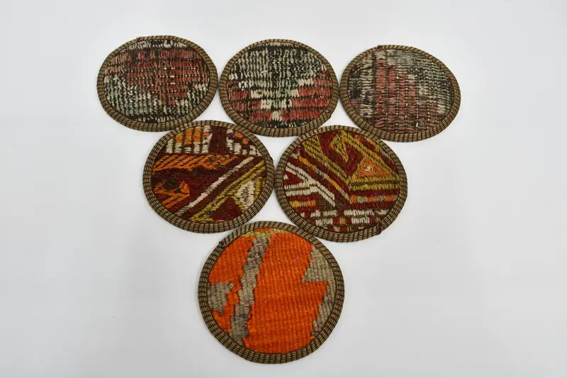 Bohem Yuvarlak Bardak Altlığı, Turuncu ve Kırmızı Benzersiz Bardak Altlığı