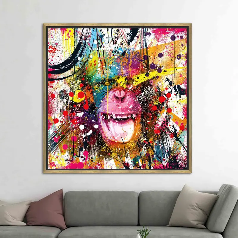 Lebendiger Affen-Leinwanddruck: Abstraktes Affen-Kunstdekor