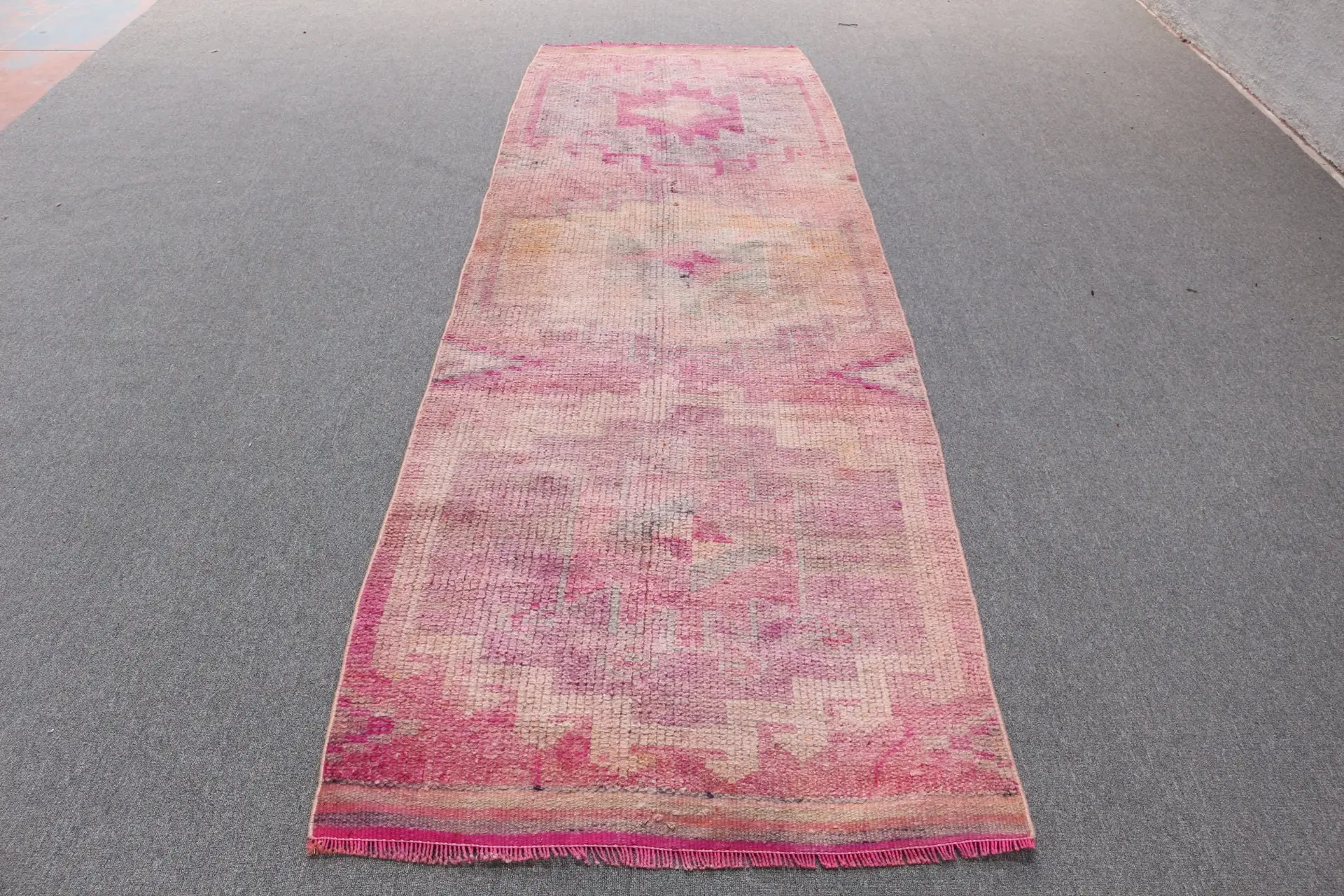 3,2x10,2 ft Vintage Herki Teppich, rosa floraler türkischer Wollteppich - 1