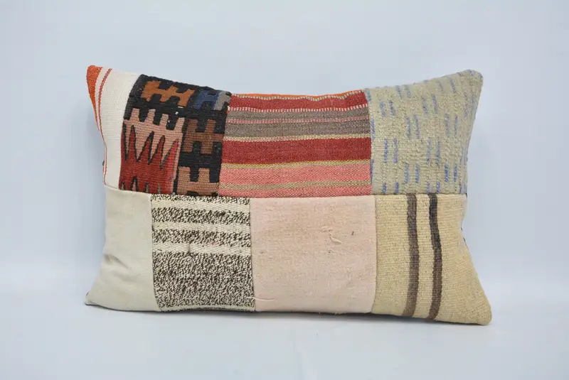 Bright Cushion Cover, Turkish Pillow, Throw Kilim Pillow, Pillow Cover, Ikat Cushion Case, 16x24 Pink Cushion, Interior Designer Pillow - 1