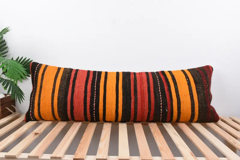 16x48 Red Pillow Case, Art Deco Cushion Cover, Cushion Cover, Handmade Kilim Cushion, Boho Pillow, Outdoor Pillow, Home Decor Pillow - 1