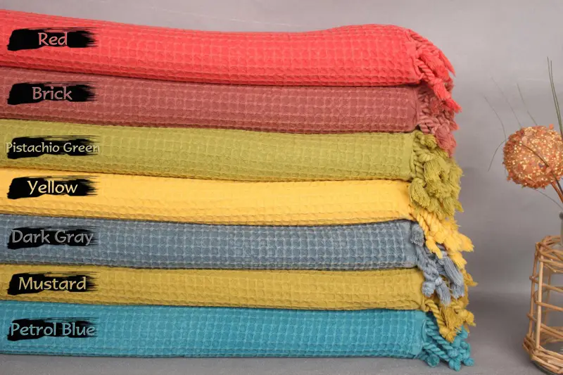 Bedspread, Best Wedding Gift, Wedding Gift Customized Blanket, Decorative Blanket, Christmas Gift, 92x68 Cotton Waffle Towel, Boho Throw Blankets - 1