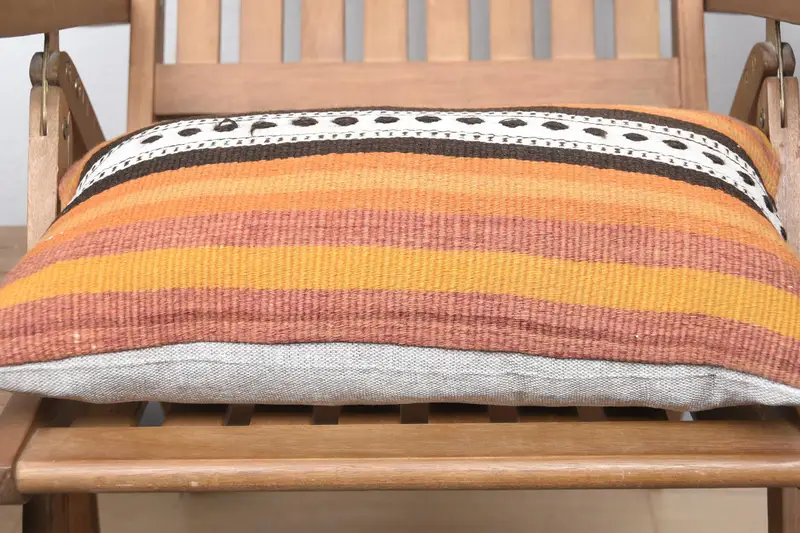 12x20 Orange Pillow Case, Kilim Pillow Cover, Knitted Cushion Cover, Pillow Cover, Pillow for Sofa, Boho Pillow Sham Cover, Boho Throw Pillow Case - 5