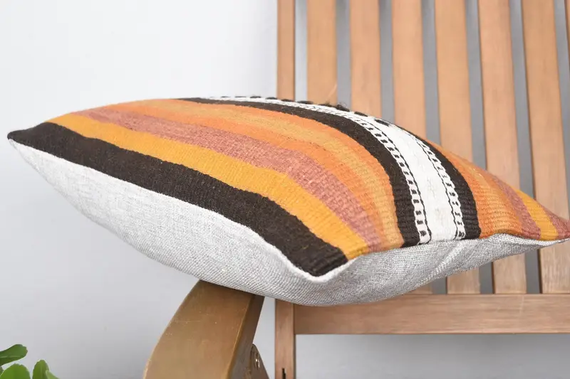 12x20 Orange Pillow Case, Kilim Pillow Cover, Knitted Cushion Cover, Pillow Cover, Pillow for Sofa, Boho Pillow Sham Cover, Boho Throw Pillow Case - 6