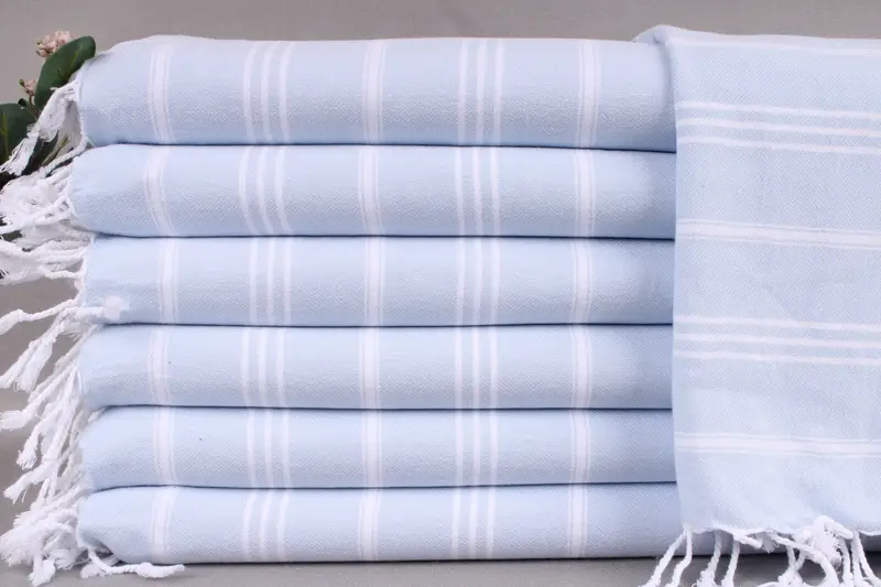 Hanging Kitchen Towel Baby Blue Striped Turkish Towel, 24x40 Inches
