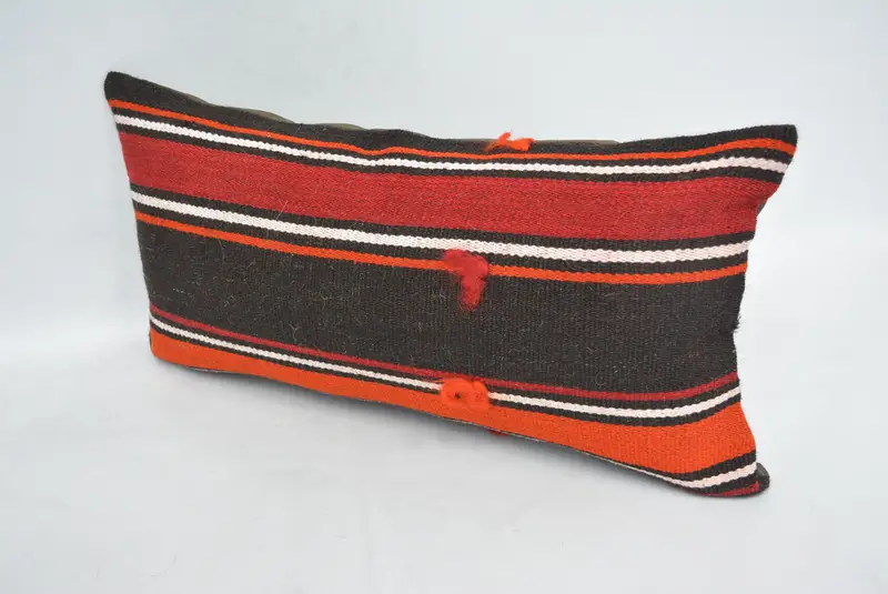 Handwoven Pillow Cover Pillow, Kilim Pillow Cover, Pillow Cover, 12x24 Brown Pillow Cover, Antique Pillows, Ethnical Kilim Rug Pillow - 4