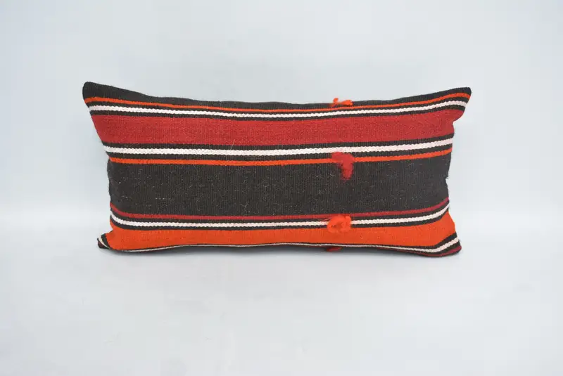 Handwoven Pillow Cover Pillow, Kilim Pillow Cover, Pillow Cover, 12x24 Brown Pillow Cover, Antique Pillows, Ethnical Kilim Rug Pillow - 1