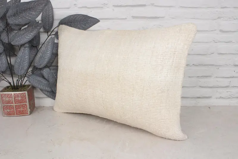 Sustainable Pillow, Vintage Kilim Pillow, Pillow Case, 16x24 Beige Cushion, Handmade Kilim Cushion, Boho Pillow, Tapestry Cushion - 4