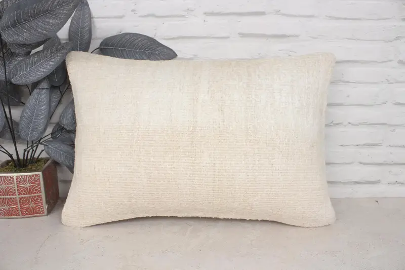 Sustainable Pillow, Vintage Kilim Pillow, Pillow Case, 16x24 Beige Cushion, Handmade Kilim Cushion, Boho Pillow, Tapestry Cushion - 1