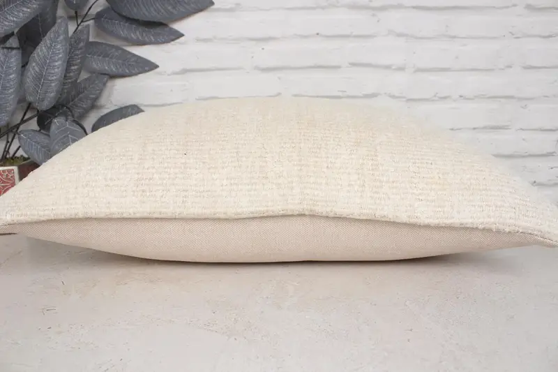 Sustainable Pillow, Vintage Kilim Pillow, Pillow Case, 16x24 Beige Cushion, Handmade Kilim Cushion, Boho Pillow, Tapestry Cushion - 5