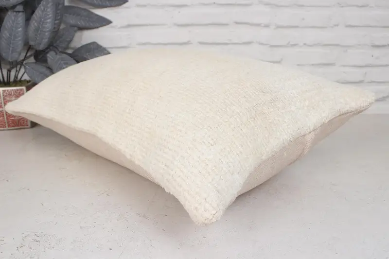 Sustainable Pillow, Vintage Kilim Pillow, Pillow Case, 16x24 Beige Cushion, Handmade Kilim Cushion, Boho Pillow, Tapestry Cushion - 6