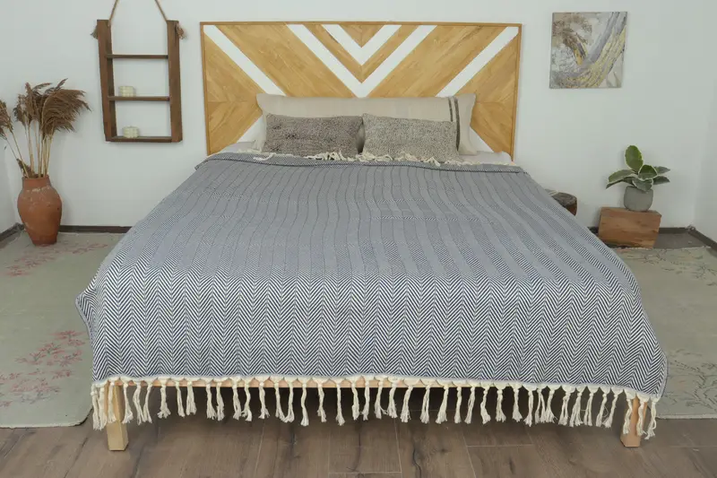 Housewarming Gift, 70x64 Cotton Chevron Towel, Woven Blanket, Turkish Towel Beach Blanket, Throw Blanket, Personalized Gift, Aesthetic Blanket - 1