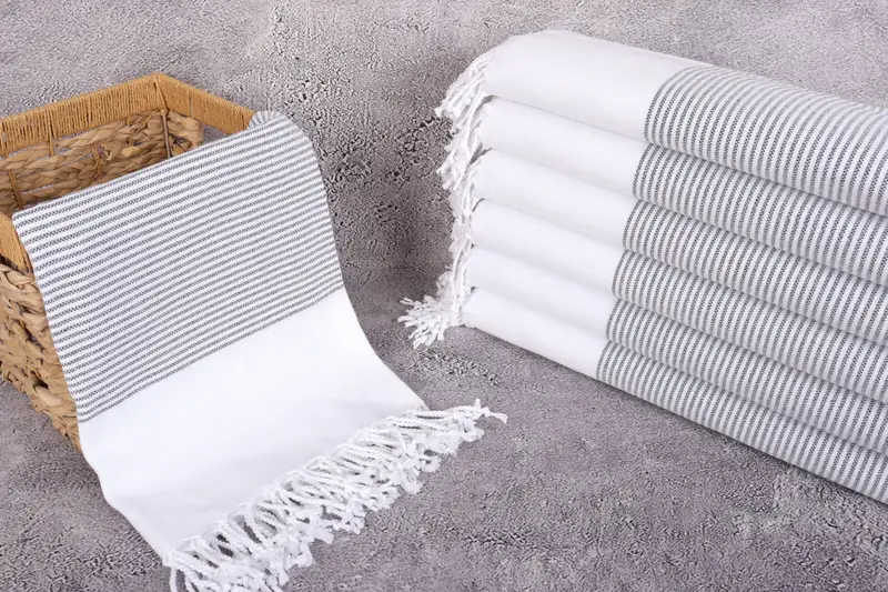 Quick-Dry Beach Towel, Gift For Best Friend, 70x40 Cotton Striped Towel, Eco-Friendly Turkish Towel, Fouta towel, Personalized Beach Towel - 3