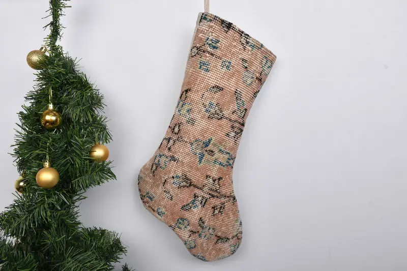 Patrón festivo de adornos navideños de 7 pulgadas, acogedor calcetín navideño