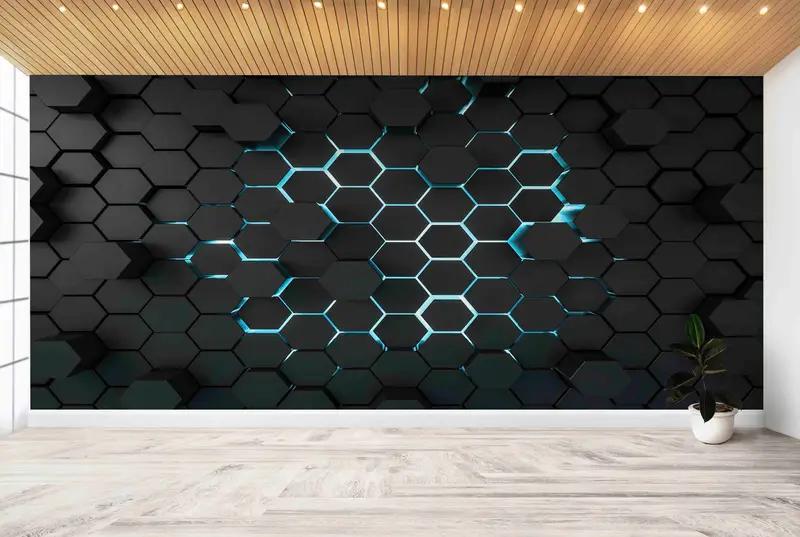 3d Effect Black Geometric Shapes Wal Art Wall Decals, Contemporary Wall Paper, Geometric Shapes Wall Paper, Modern Wall Art, Geometric Shape - 2