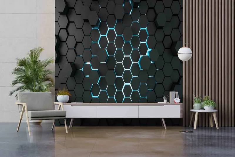3d Effect Black Geometric Shapes Wal Art Wall Decals, Contemporary Wall Paper, Geometric Shapes Wall Paper, Modern Wall Art, Geometric Shape - 7
