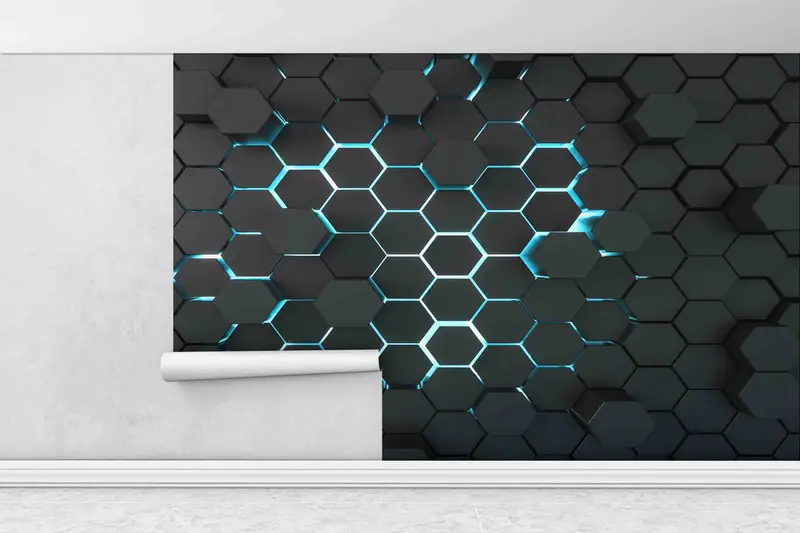3d Effect Black Geometric Shapes Wal Art Wall Decals, Contemporary Wall Paper, Geometric Shapes Wall Paper, Modern Wall Art, Geometric Shape - 1