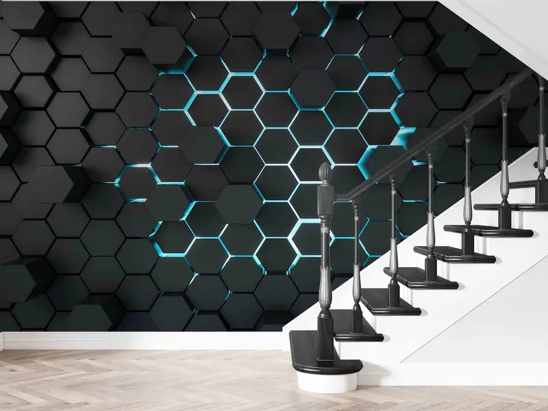 3d Effect Black Geometric Shapes Wal Art Wall Decals, Contemporary Wall Paper, Geometric Shapes Wall Paper, Modern Wall Art, Geometric Shape - 5