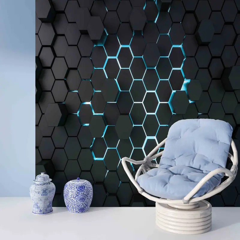 3d Effect Black Geometric Shapes Wal Art Wall Decals, Contemporary Wall Paper, Geometric Shapes Wall Paper, Modern Wall Art, Geometric Shape - 8