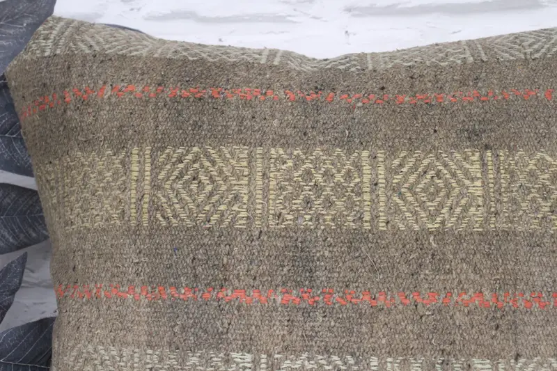 Vintage Kilim Throw Pillow, Handmade Rug Seat Pillow Cover, Pillow for Sofa, Pillow, Turkish Pillow, 20x20 Yellow Cushion Cover - 2