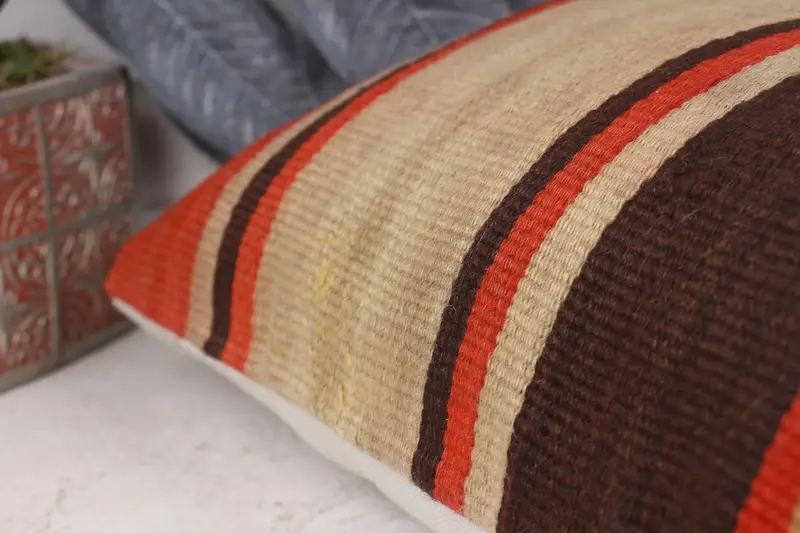 Pillow for Couch, Pillow Sham, Kilim Rug Cushion, 12x24 Red Pillow Sham, Chair Cushion Cover, Turkish Pillow, Throw Kilim Pillow, Bench Pillow - 7