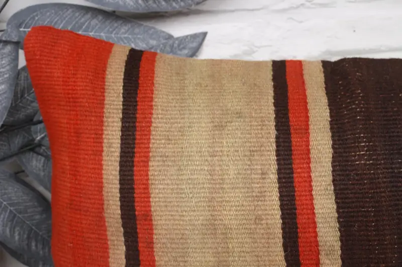 Pillow for Couch, Pillow Sham, Kilim Rug Cushion, 12x24 Red Pillow Sham, Chair Cushion Cover, Turkish Pillow, Throw Kilim Pillow, Bench Pillow - 2
